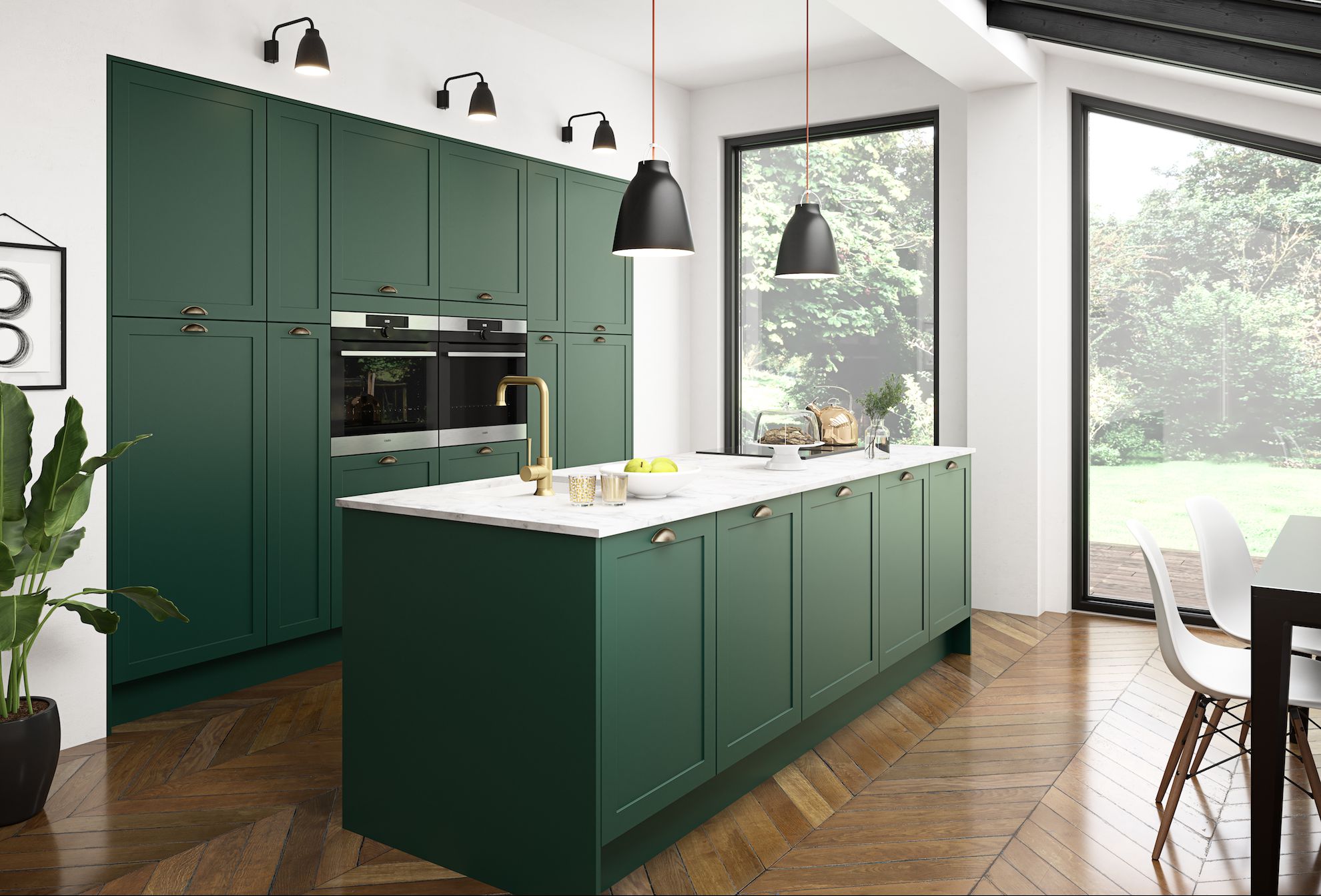 forest green kitchen wall